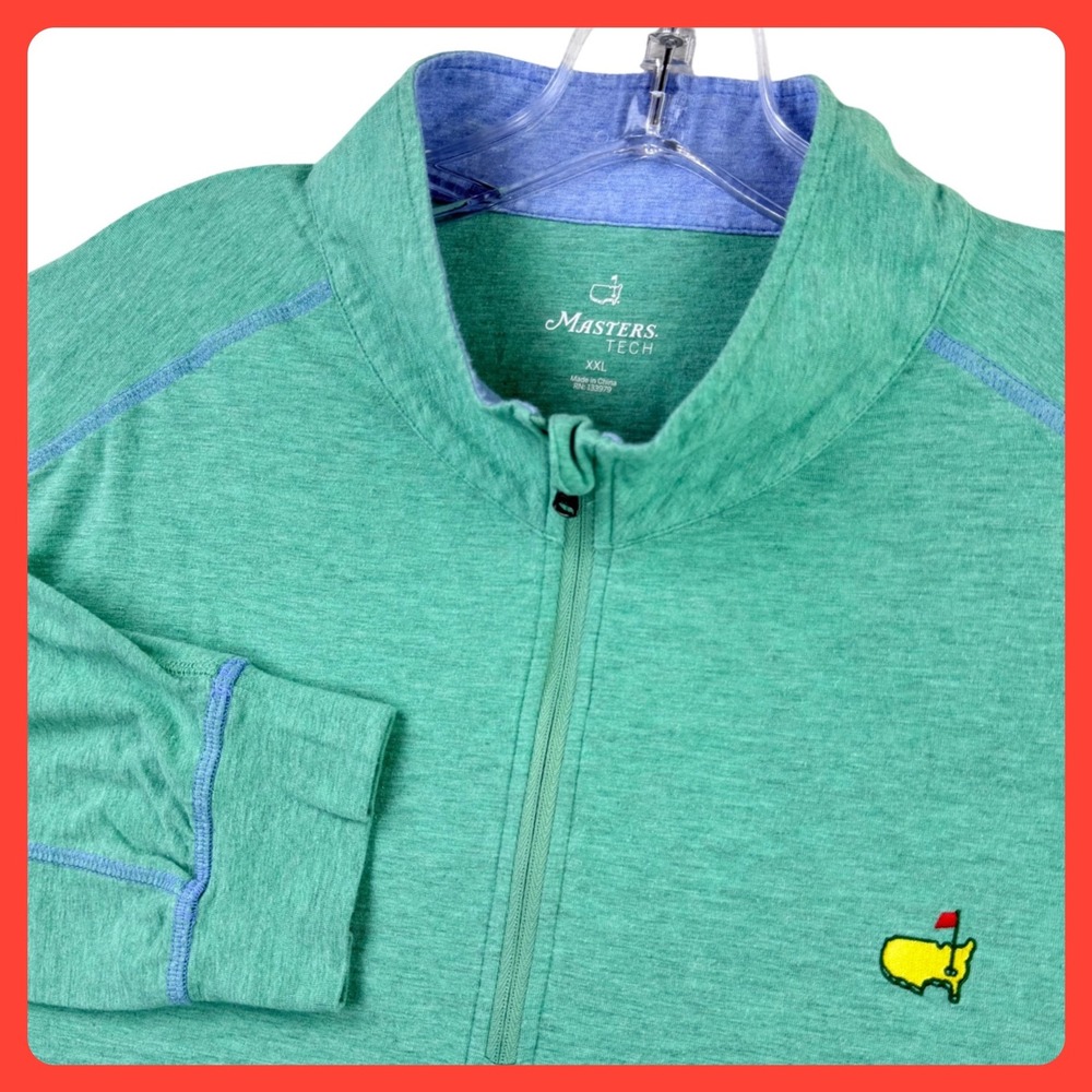 Masters Tech 1/4 Zip Pullover Men XXL Green Augusta National Golf Logo Preppy